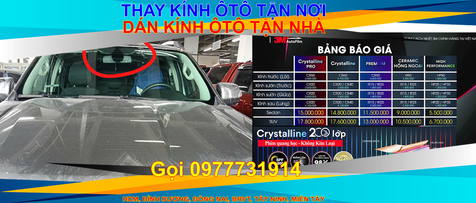 thay kính lái chắn gió ô tô sg hcm
